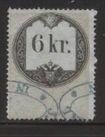AUSTRIA 1860 REVENUE 6KR GREY PAPER WITH BLUISH TINGE PERF 15.00 X 15.00  BAREFOOT 062 - Fiscale Zegels