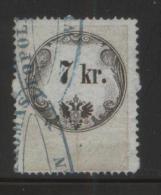 AUSTRIA 1860 REVENUE 7KR GREY PAPER WITH BLUISH TINGE PERF 15.00 X 13.75  BAREFOOT 063 - Fiscale Zegels