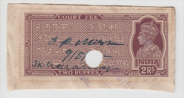 India  KG VI   2 Rupees  Court Fee   # 81634  F   Inde Indien - Altri & Non Classificati