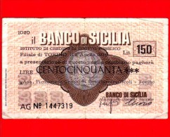 MINIASSEGNI - BANCO DI SICILIA  - Usato - [10] Scheck Und Mini-Scheck