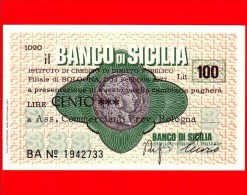 MINIASSEGNI - BANCO DI SICILIA  - L. 100 - Nuovo - FdS - [10] Chèques