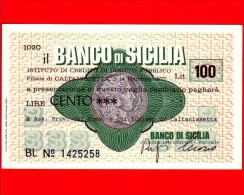 MINIASSEGNI - BANCO DI SICILIA  - L. 100 - Nuovo - FdS - [10] Cheques Y Mini-cheques