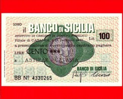 MINIASSEGNI - BANCO DI SICILIA  - L. 100 - Nuovo - FdS - [10] Scheck Und Mini-Scheck