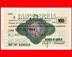 MINIASSEGNI - BANCO DI SICILIA  - L. 100 - Nuovo - FdS - [10] Checks And Mini-checks