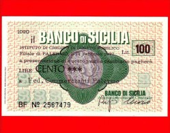 MINIASSEGNI - BANCO DI SICILIA  - L. 100 - Nuovo - FdS - [10] Checks And Mini-checks