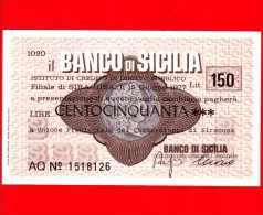 MINIASSEGNI - BANCO DI SICILIA  - L. 150 - Nuovo - FdS - [10] Checks And Mini-checks