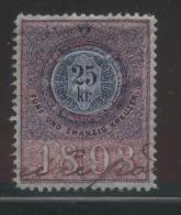 AUSTRIA ALLEGORIES 1893 25KR BLUE & ROSE PERF 11.50 X 11.50 BAREFOOT 387 - Fiscale Zegels