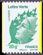 France Variété N° 4597_d ** Variété De La Marianne De Beaujard Gommé, écopli, Lettre Verte Avec 2 Bandes Phosphore - Unused Stamps