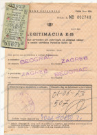 YUGOSLAVIAN STATE RAILWAY - Train Ticket ,  Belgrade Zagreb , Collektive Discount K15, - Europa