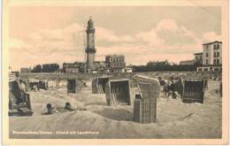 Allemagne - Warnemünde Strand Mit Leuchtturm - FALTE In  2 Ecke - Rostock