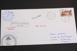 August 6, 1991 Cover -  Marion Dufresne, Port Aux Francais Kerguelen & Commander C. Loudes Postmarks - Posted At Sea - Research Programs