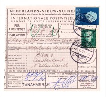 1950/54 Geldanweisungskarte Per Luftpost Ab TANAHMERAH Nach Amsterdam - Nederlands Nieuw-Guinea