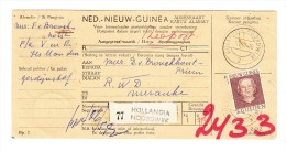 1950 - 2 G. Juliana Auf Paketkarte  Ab Hollandia-Noordwijk Nach MERAUKE Mit AK Stempel - Nueva Guinea Holandesa