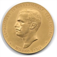 Médaille Victor Emanuele III Esposizione Internazionale Del Lavoro Milano 1914 Italie - Adel