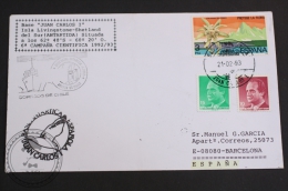 February 22, 1993 Limited Cover - Antarctic Spanish Base Juan Carlos I Scientific Campaign - Naval Base Army Of Chile - Programmi Di Ricerca