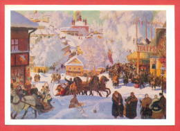 142902 / Russia Art Boris Mikhaylovich Kustodiev - Poster SPORT Wrestling , Lutte , Ringen , SHROVETIDE , THATRE HORSE - Worstelen