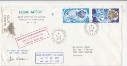 DUMONT D'URVILLE ANTARCTIC BASE, SPECIAL POSTMARKS ON REGISTERED COVER, 1978, T.A.A.F. - Basi Scientifiche