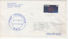 FORT RESOLUTION, TOWN, SPECIAL POSTMARKS ON COVER, 1981, CANADA - Briefe U. Dokumente