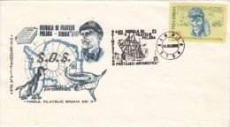 ANTARCTIC EXPEDITION, EDMUND HILLARY, SHIP, SEAL, PENGUIN, SPECIAL COVER, 1990, ROMANIA - Spedizioni Antartiche