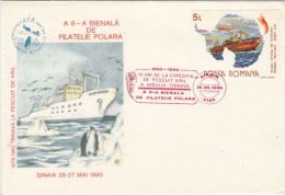 ANTARCTIC EXPEDITION, TARNAVA FISHING SHIP, PENGUIN, SPECIAL COVER, 1990, ROMANIA - Antarktis-Expeditionen