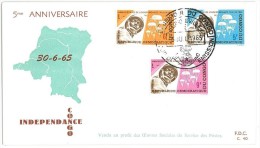 REPUBBLICA DEMOCRATICA DEL CONGO  - 1965 The 5th Anniversary Of Independence FDC - PARACADUTI - FDC
