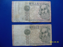 2  BANCONOTE DA 1.000 LIRE  ( MARCO  POLO )  CIRCOLATE Lotto 2 - 1.000 Lire