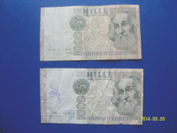 2  BANCONOTE DA 1.000 LIRE  ( MARCO  POLO )  CIRCOLATE Lotto 4 - 1000 Liras