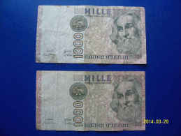 2  BANCONOTE DA 1.000 LIRE  ( MARCO  POLO )  CIRCOLATE Lotto 5 - 1000 Lire