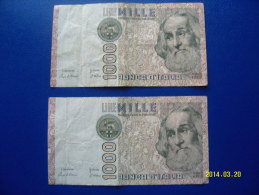 2  BANCONOTE DA 1.000 LIRE  ( MARCO  POLO )  CIRCOLATE Lotto 6 - 1.000 Lire