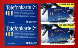 GERMANY: A-13 09/90 "TeleKarte" 2 Cards - Codes: 1009 & 1000 UNUSED - A + AD-Series : D. Telekom AG Advertisement