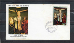 CONGO : Peinture "SLe Christ En Croix" Ecole Bourguignonne  - Art  - Tableaux Religieux - Pâques - Enveloppe 1er Jour - - FDC