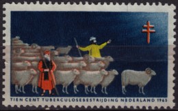 1965 Nederland - Tuberculosis  -  Charity Stamp / Cinderella / Label - Used - Flock Sheep - Francobolli Personalizzati