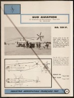 Sud Aviation SA 321 F Hélicoptère Civil Super Frelon - 1960s Fiche Descriptive - Document Rare - Helicopters