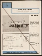 Sud Aviation SA 321 F Hélicoptère Civil Super Frelon - 1960s Fiche Descriptive - Document Rare - Helikopters