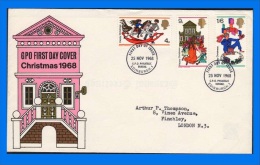 GB 1968-0009, Christmas FDC, PB Edinburgh 1 (Type C) SHS - 1952-1971 Em. Prédécimales