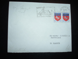 LETTRE TP BLASON ST LO 0,20F OBL.MEC. 17-1-1969 ST LO RP (50 MANCHE) + 5EME JOUR CHANGEMENT DE TARIF - 1941-66 Stemmi E Stendardi