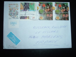 LETTRE PAR AVION POUR FRANCE TP AVEC TABS OBL. 27 04 09 + FRUITS - Covers & Documents