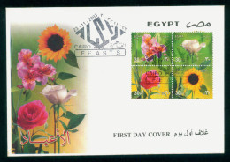 EGYPT / 2003 / FESTIVALS / FLOWERS / ALSTROMERIA / WHITE ROSE / RED ROSE / SUNFLOWER / FDC - Covers & Documents