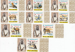 Fujeira, 1967 Air Mail Definitive Set Animlas, Falcon,camel,horse Overrpint New Currency Compl.set 9 Stamps MNH Superb - Fujeira