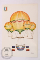 Air Balloon Illustrated Postcard - French Balloon 1824 - From The Collection: The Conquest Of Space By De La Maria - Balloons