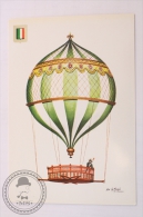 Air Balloon Illustrated Postcard - Fedele Carmine Globe 1788 - From The Collection: The Conquest Of Space By De La Maria - Globos