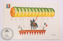 Air Balloon Illustrated Postcard - Tétu Brissy Globe 1798 - From The Collection: The Conquest Of Space By De La Maria - Balloons