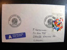 Cover Sent From Norway To Lithuania On 1995 Special Cancels Flag Olympic Games Lillehammer '94 - Storia Postale