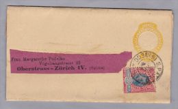 Brasilien 1897-07-29 Ganzsache 40 Reis + 10 Reis Zusatz Nach Zürich Schweiz - Interi Postali