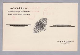 MOTIV UHREN Svalan 1943-07-27 Illustrierter Firmen Frei Stempel Auf Illustrierter Karte - Clocks
