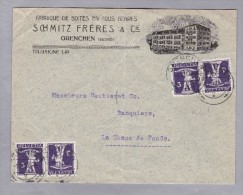 Schweiz Kehrdruck 1918-08-20 Grenchen R-Brief Mit Zu# K4, K7III - Zusammendrucke