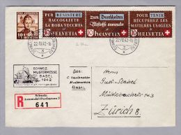 Schweiz Zusammendrucke 1942-04-22 S-Stempel R-Brief Mit Zu# Z35c Altstoffe - Zusammendrucke