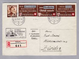 Schweiz Zusammendrucke 1942-04-22 S-Stempel R-Brief Mit Zu# Z35c Altstoffe - Se-Tenant