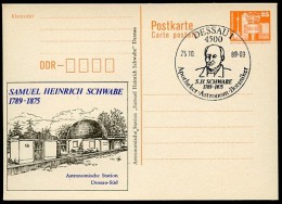 DDR P87-5-89 C9 Privater Zudruck SCHWABE ASTRONOMISCHE STATION Dessau Sost. 1989 - Private Postcards - Used