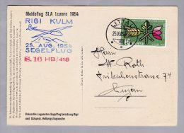 Schweiz Flugpost Littau 1954-08-25 Meldeflug SLA Luzern Rigikulm 25.8.1945 Segelflug S.16AB/ 418 - Premiers Vols